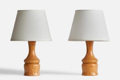 Swedish Designer, Table Lamps, Pine, Sweden, 1970s
