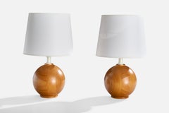 Swedish Designer, Table Lamps, Pine, Sweden, 1970s