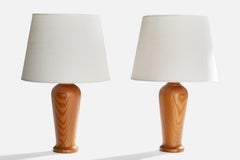 Swedish Designer, Table Lamps, Pine, Sweden, 1970s
