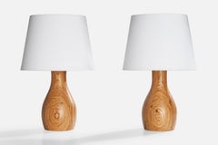 Swedish Designer, Table Lamps, Pine, Sweden, 1970s