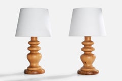 Swedish Designer, Table Lamps, Pine, Sweden, 1970s
