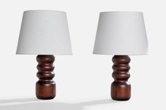 Swedish Designer, Table Lamps, Pine, Sweden, 1970s