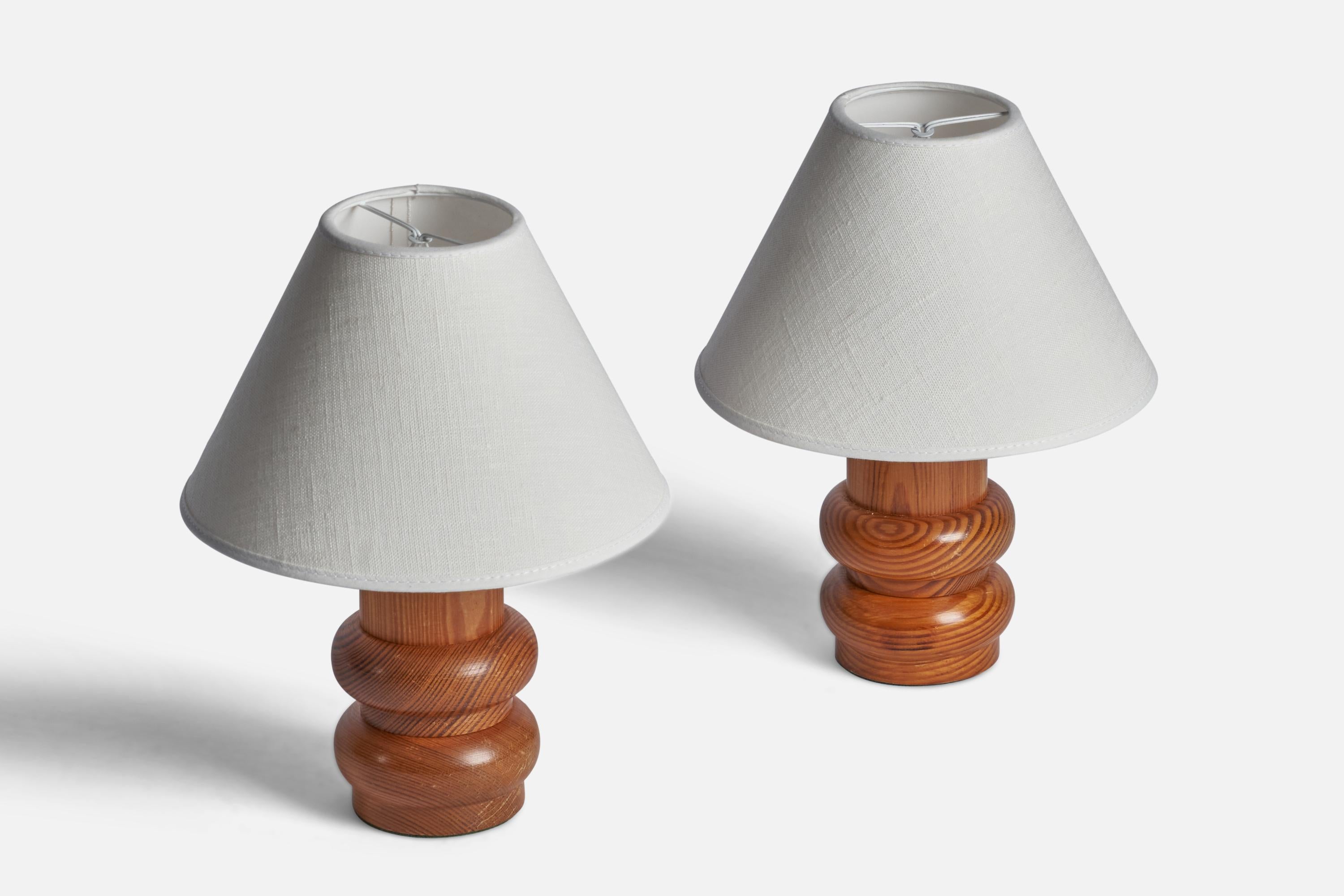 Post-Modern Swedish Designer, Table Lamps, Pine, Sweden, 1970s For Sale