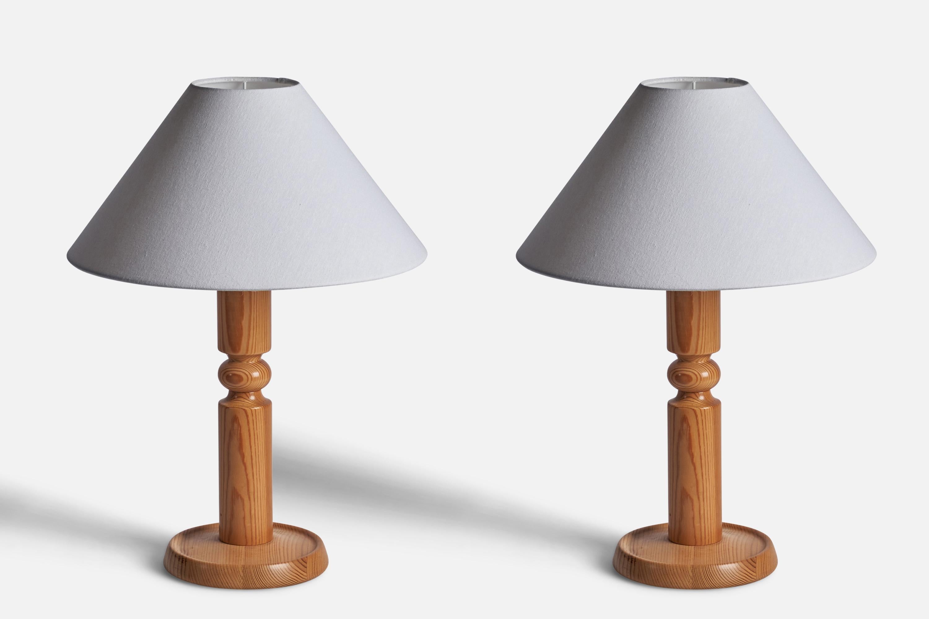 Post-Modern Swedish Designer, Table Lamps, Pine, Sweden, 1970s For Sale