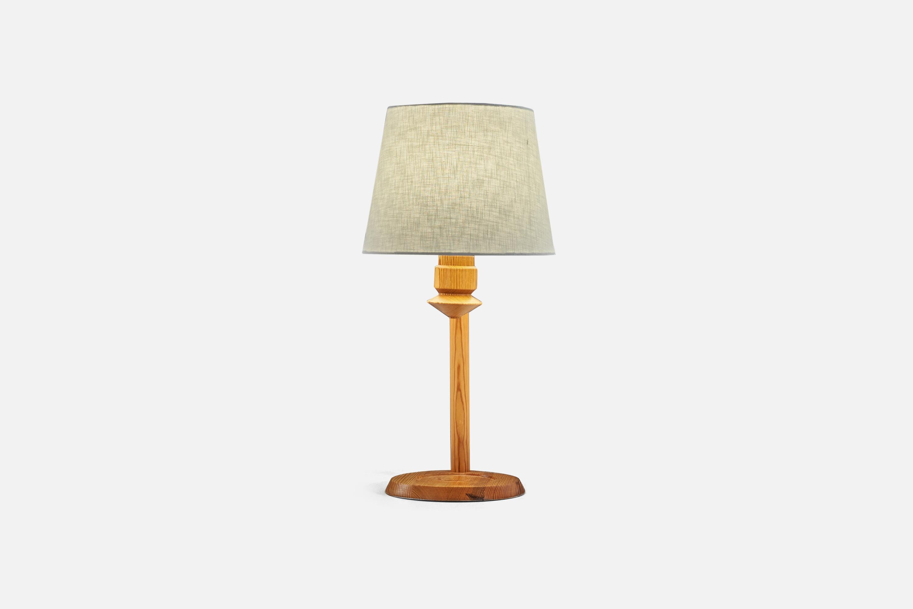 Modern Swedish Designer, Table Lamps, Pine, Sweden, 1970s For Sale