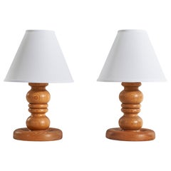 Swedish Designer, Table Lamps, Pine, Sweden, 1970s