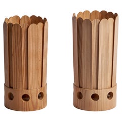 Swedish Designer, Table Lamps, Pine, Sweden, 1970s