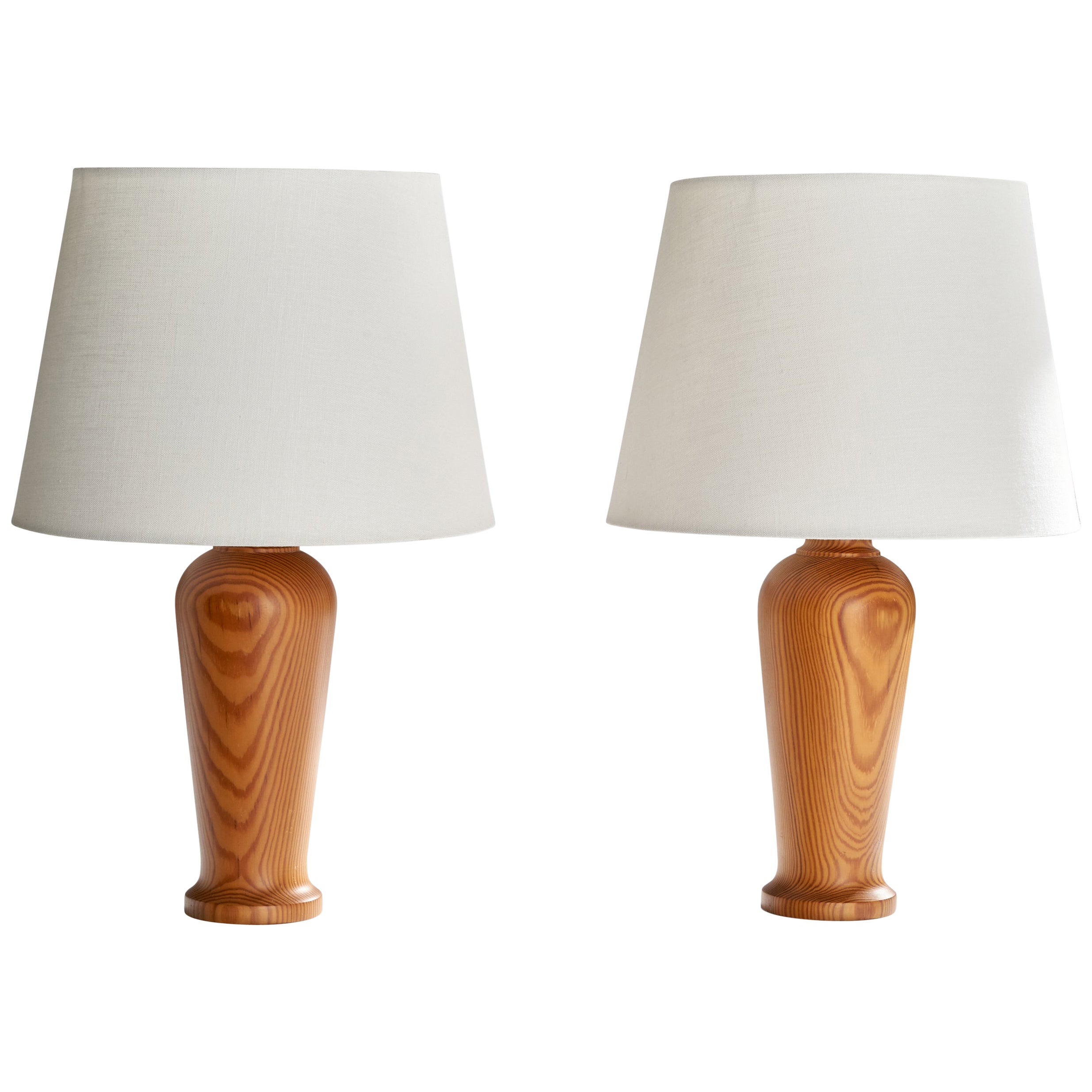 Swedish Designer, Table Lamps, Pine, Sweden, 1970s