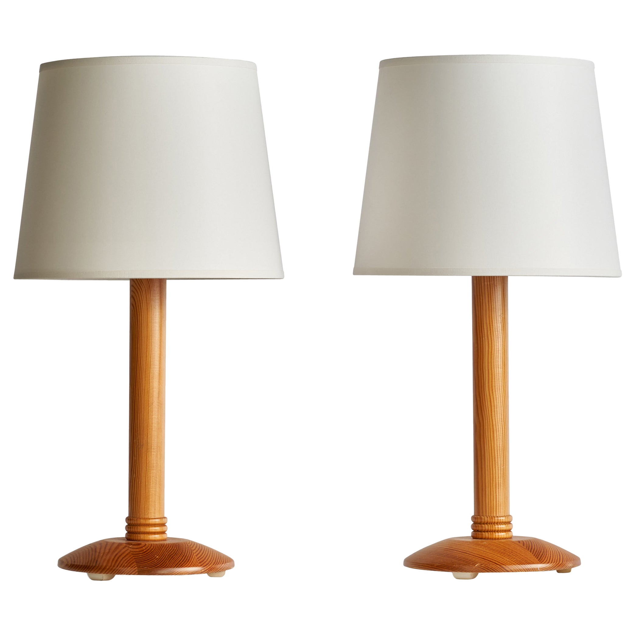 Créateur suédois, lampes de table, pin, Suède, années 1970