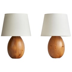 Swedish Designer, Table Lamps, Pine, Sweden, 1970s