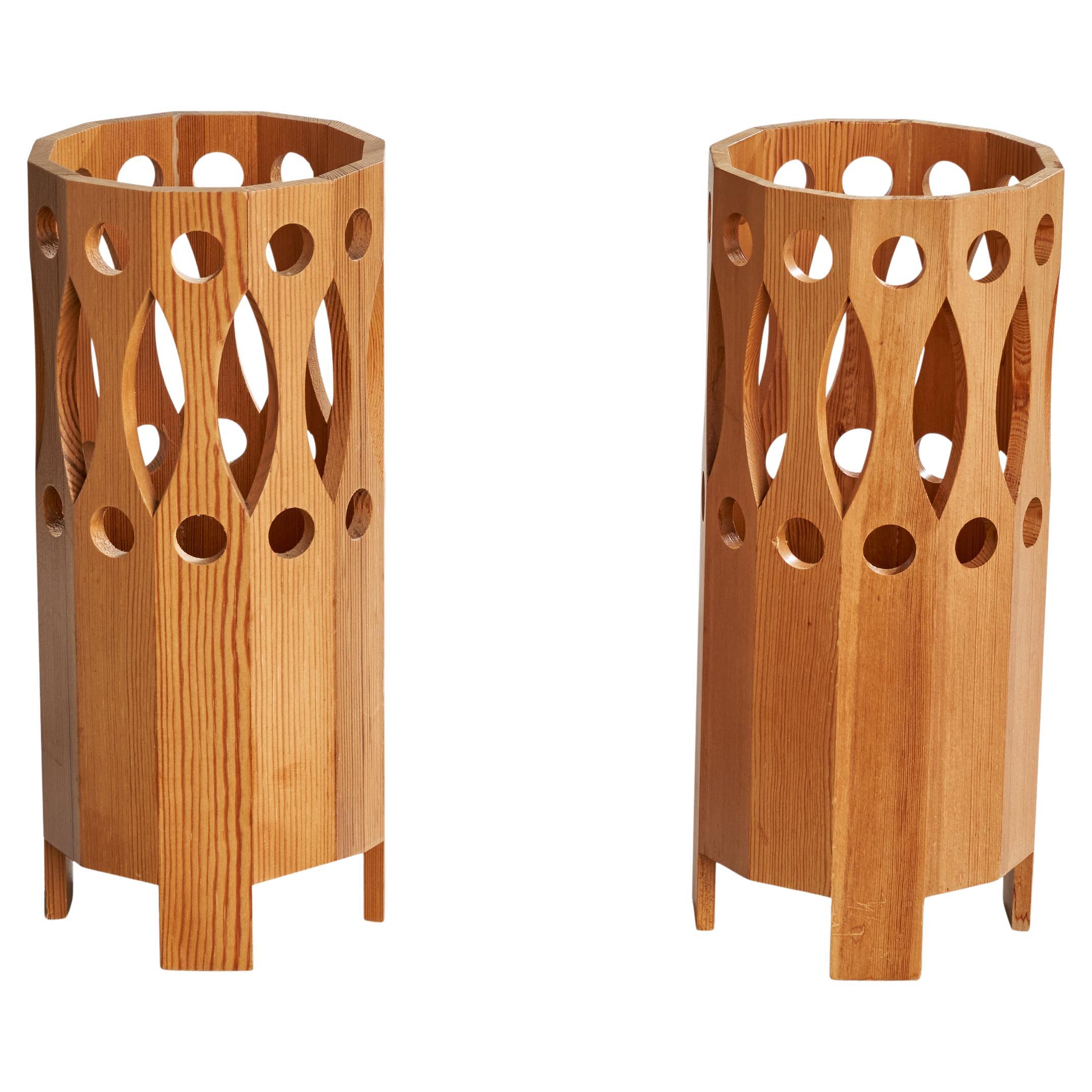 Créateur suédois, lampes de table, pin, Suède, années 1970