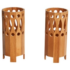Swedish Designer, Table Lamps, Pine, Sweden, 1970s