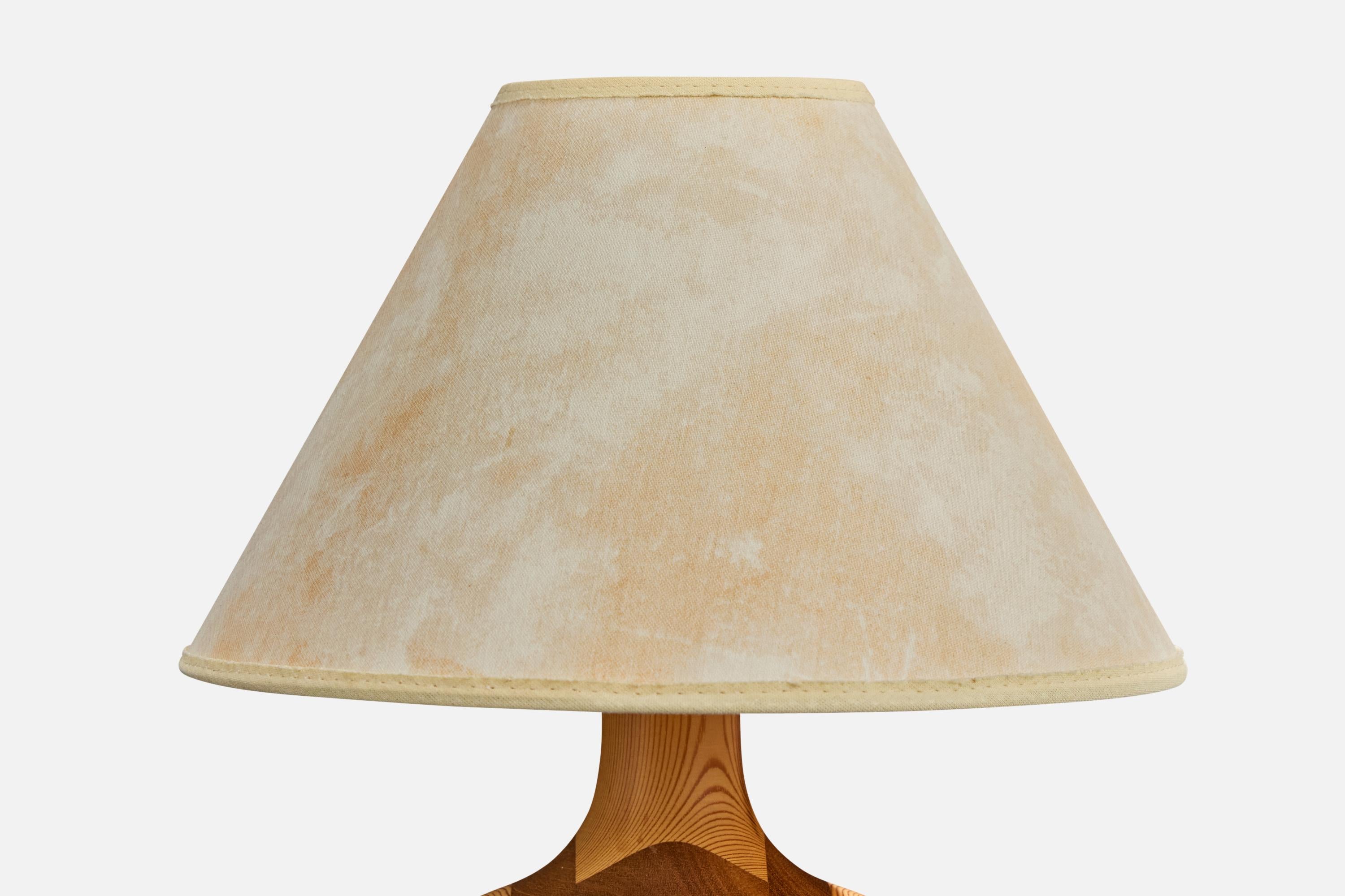 Late 20th Century Swedish Designer, Table Lamps, Pine, Teak, Parchment, Sweden, 1970s For Sale