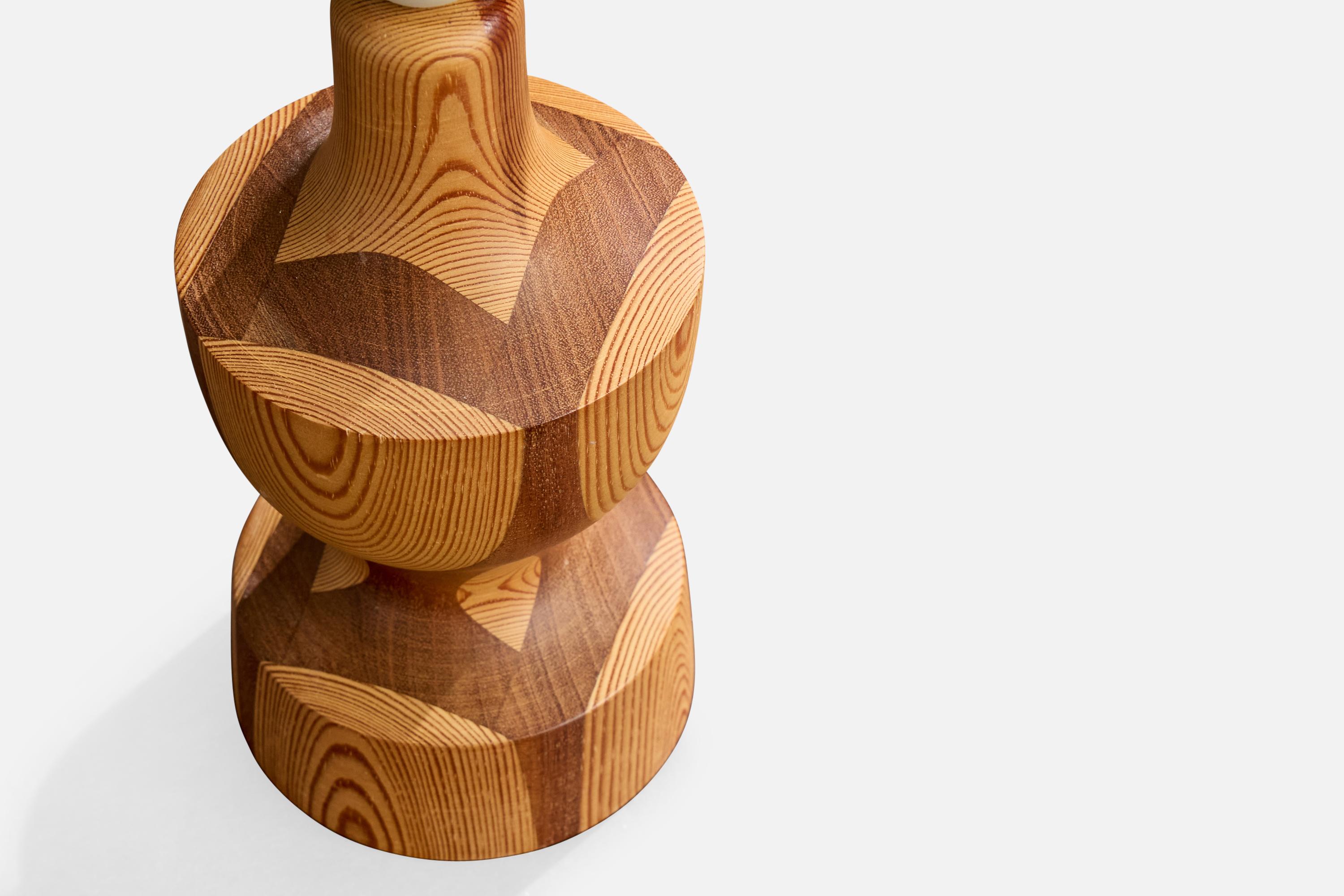 Swedish Designer, Table Lamps, Pine, Teak, Parchment, Sweden, 1970s For Sale 1