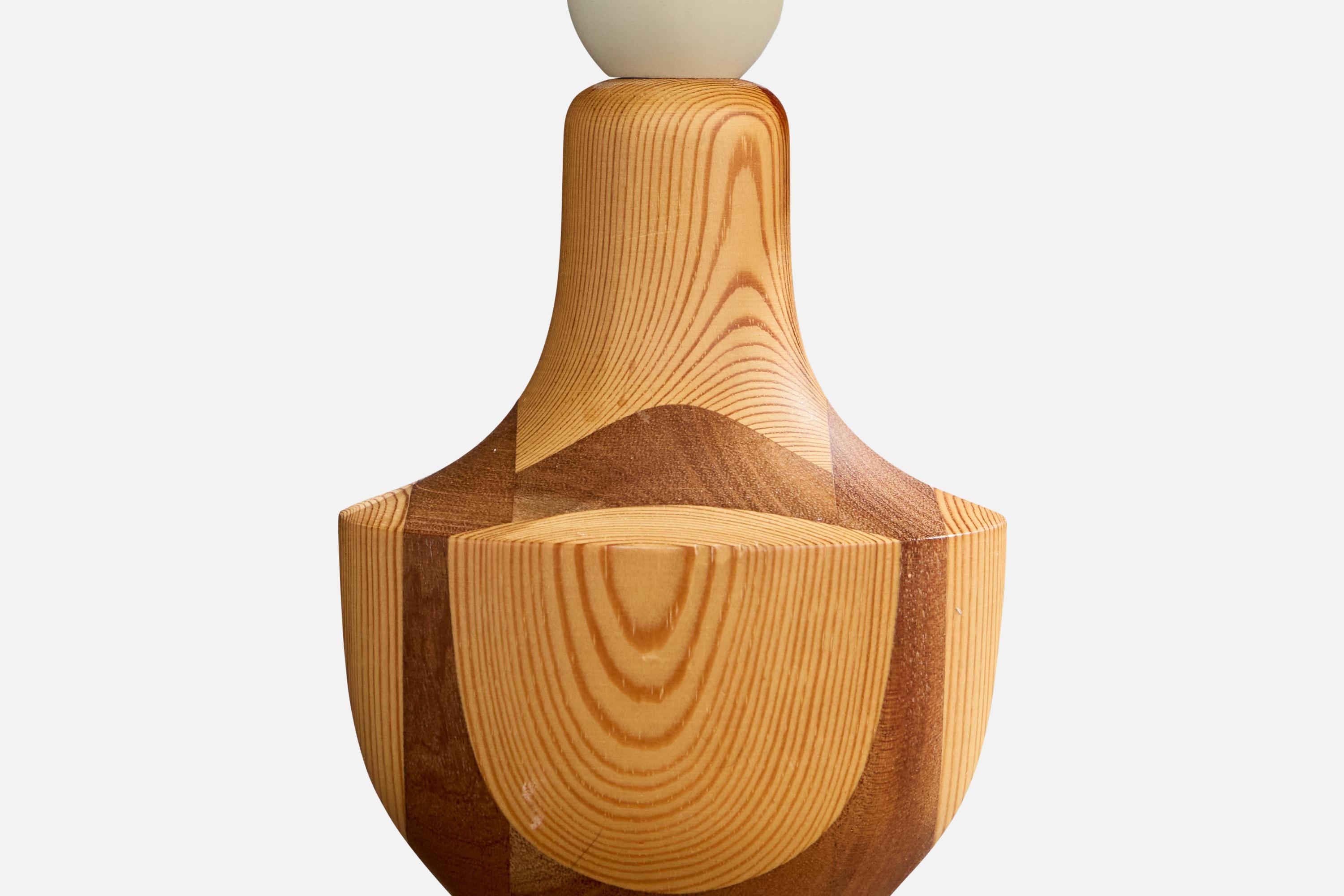 Swedish Designer, Table Lamps, Pine, Teak, Parchment, Sweden, 1970s For Sale 2