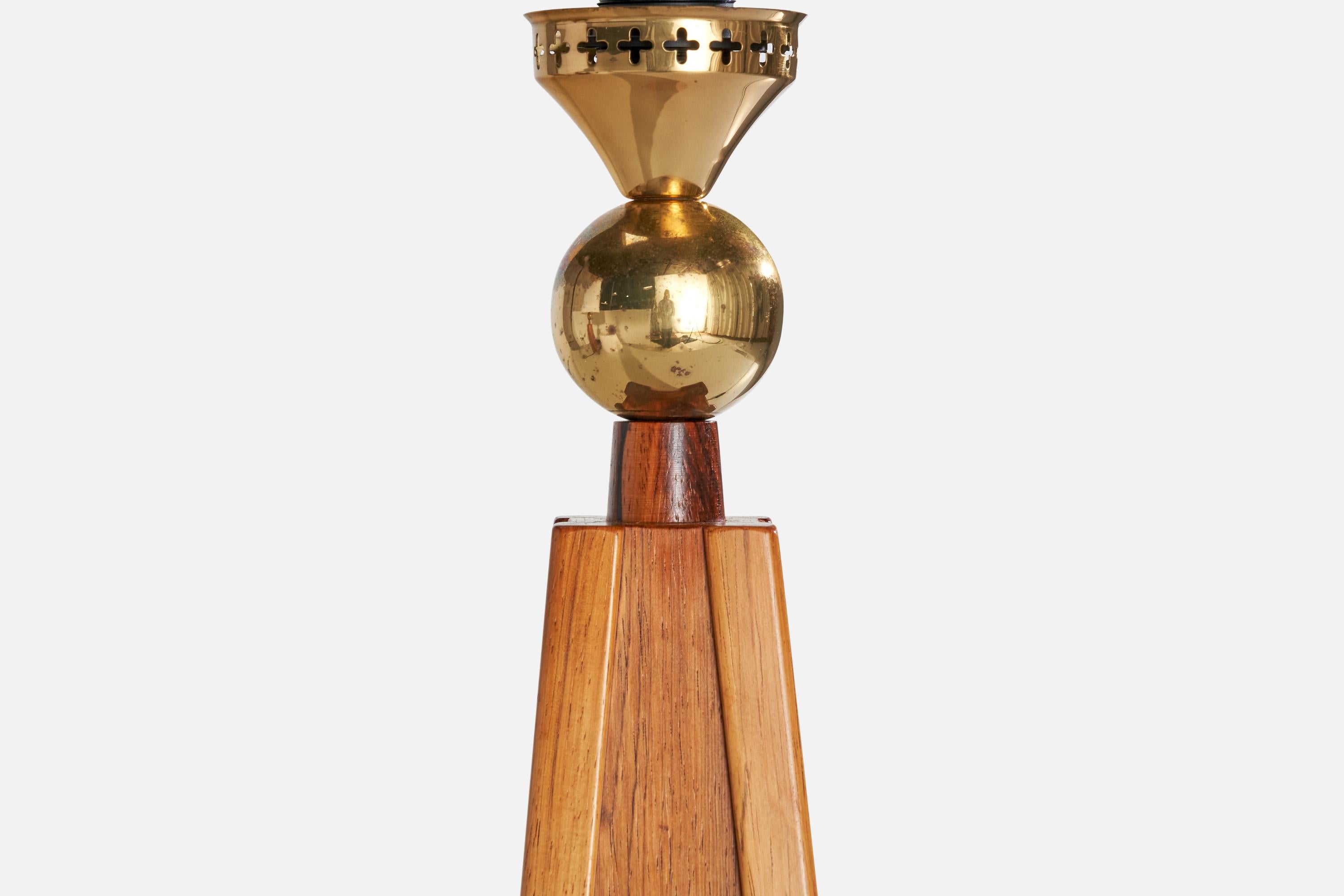 Swedish Designer, Table Lamps, Rosewood, Brass, Sweden, 1950s For Sale 2