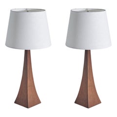 Vintage Swedish Designer, Table Lamps, Stained Oak, Sweden, 1950s