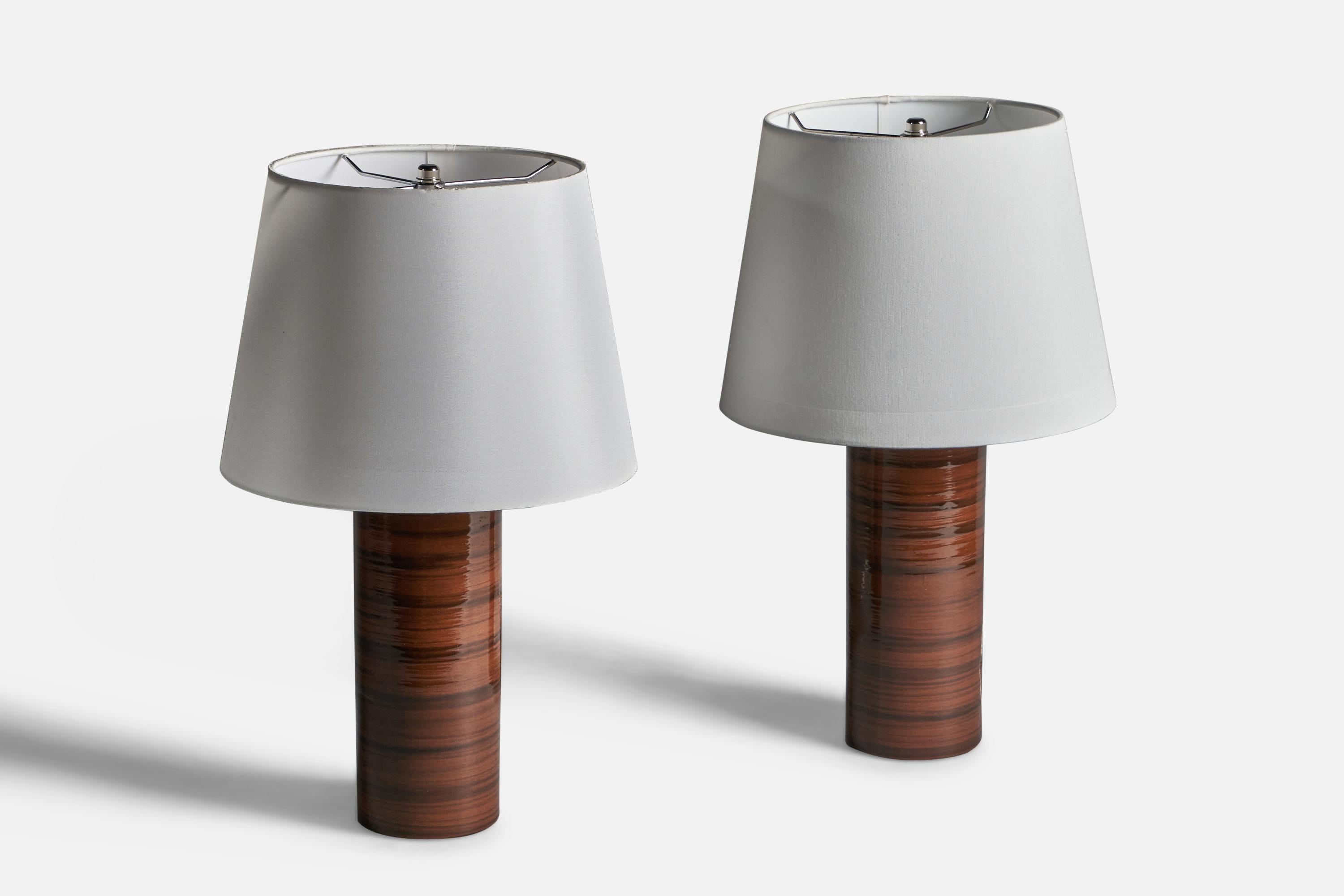 Mid-Century Modern Swedish Designer, Table Lamps, Stoneware, Sweden, 1960s For Sale