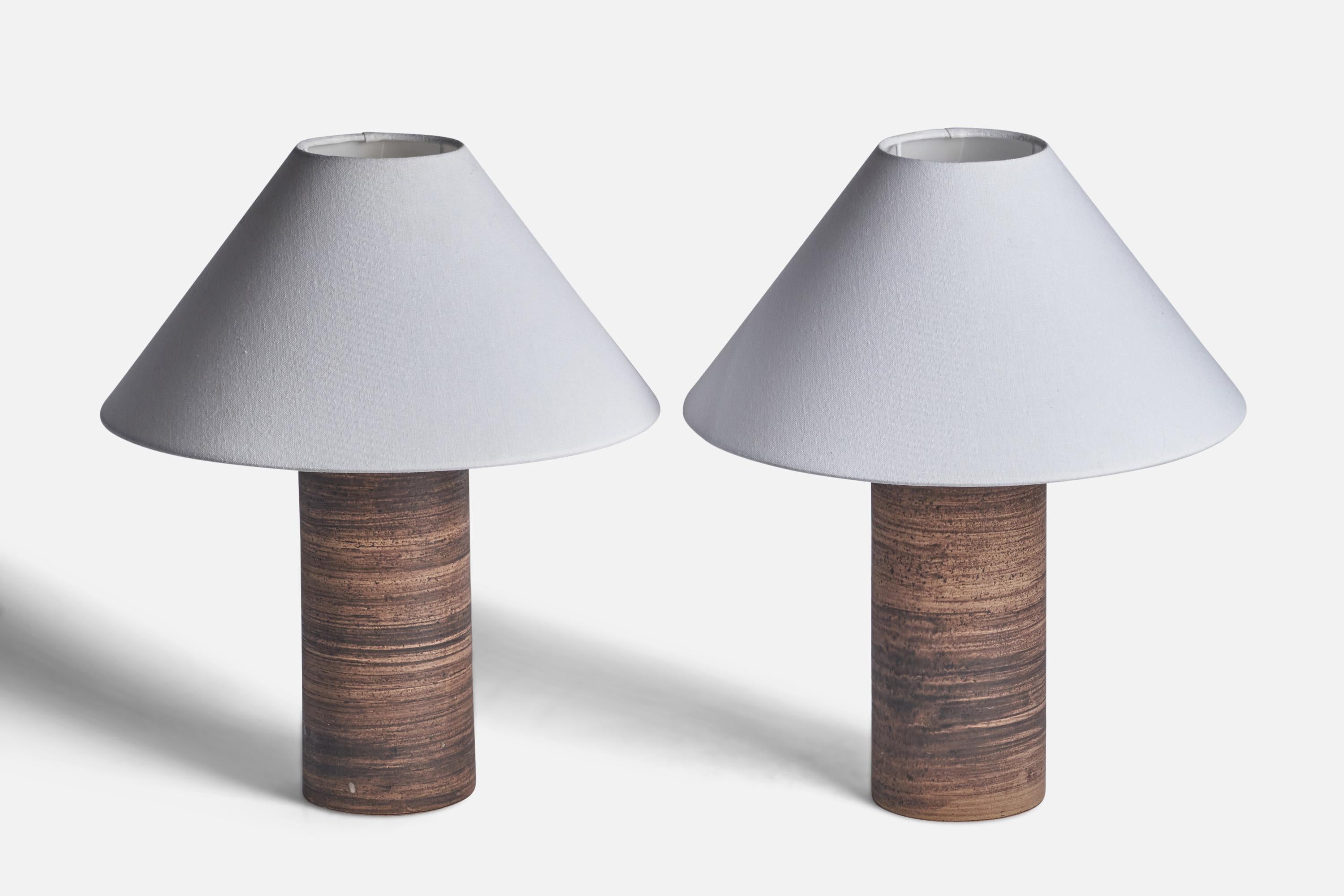 Mid-Century Modern Swedish Designer, Table Lamps, Stoneware, Sweden, 1960s For Sale