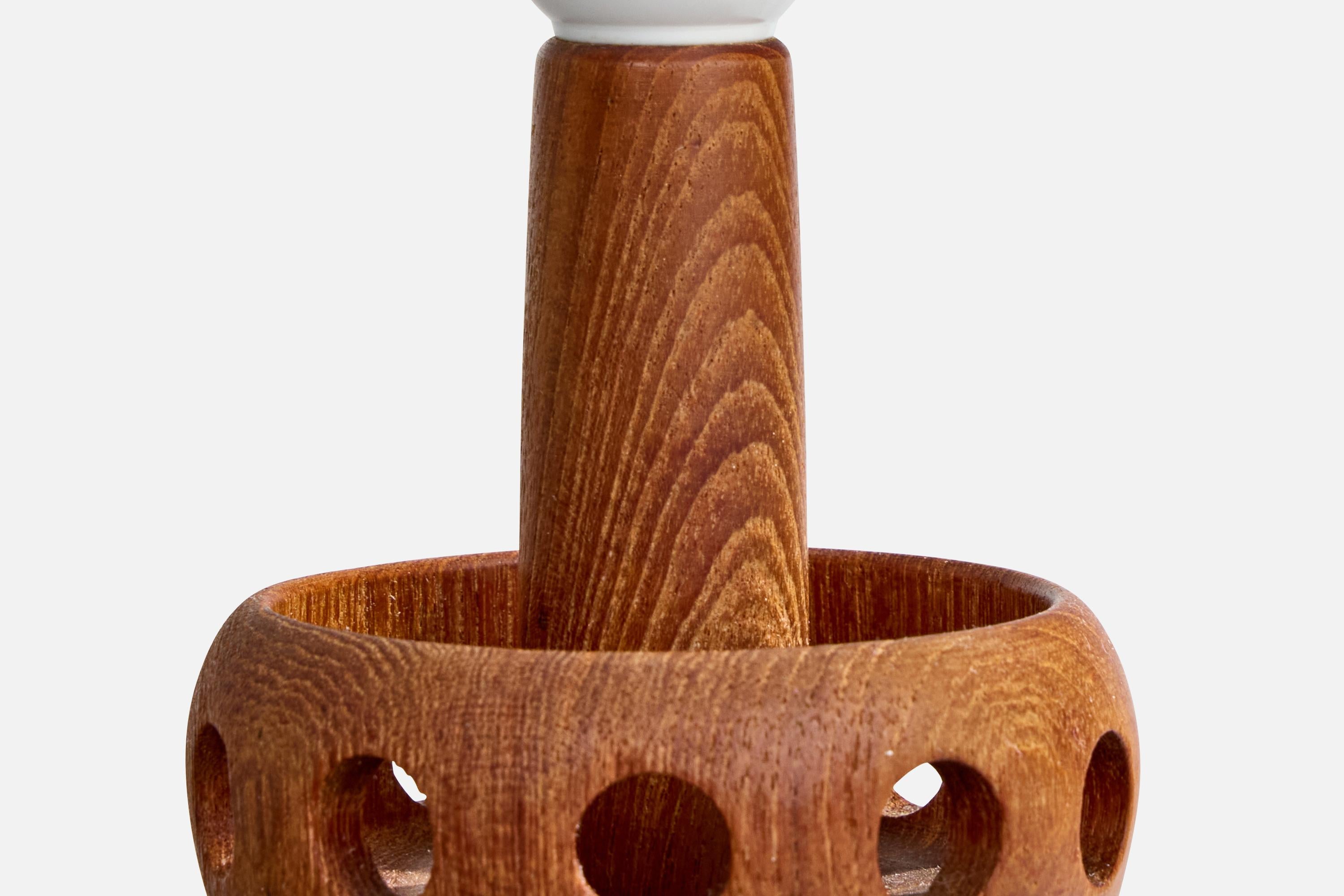 Swedish Designer, Table Lamps, Teak, Sweden, 1950s For Sale 1
