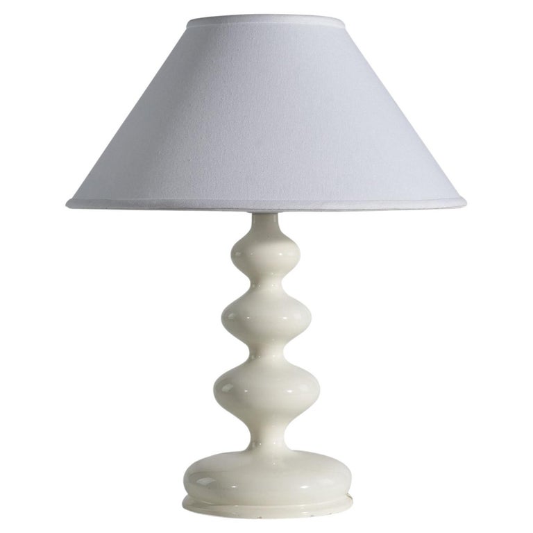 Swedish Designer, Table Lamps, WhiteLacquered Wood, Sweden, 1960s For