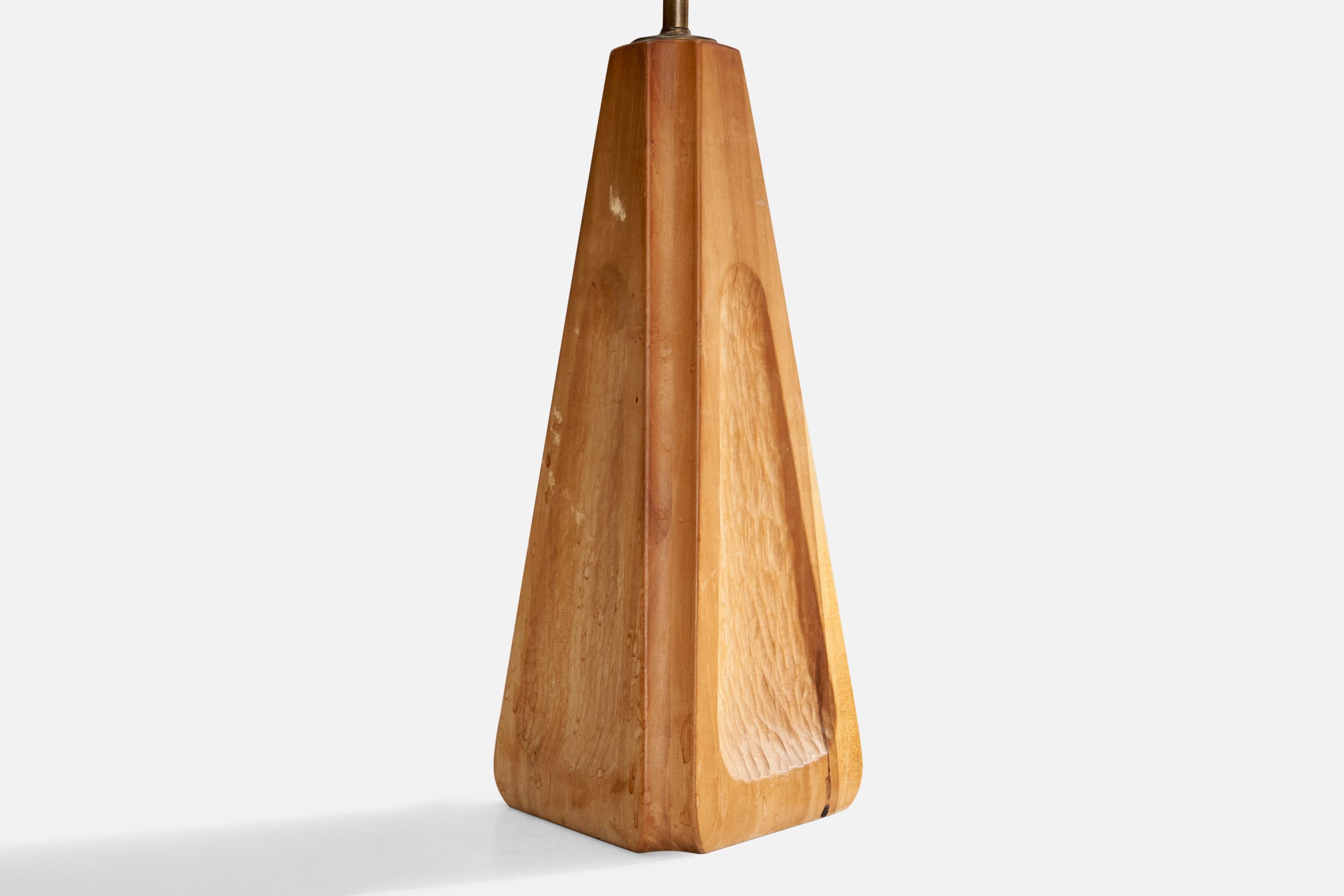 Designer suédois, lampes de bureau, bois, laiton, Suède, 1970 en vente 5