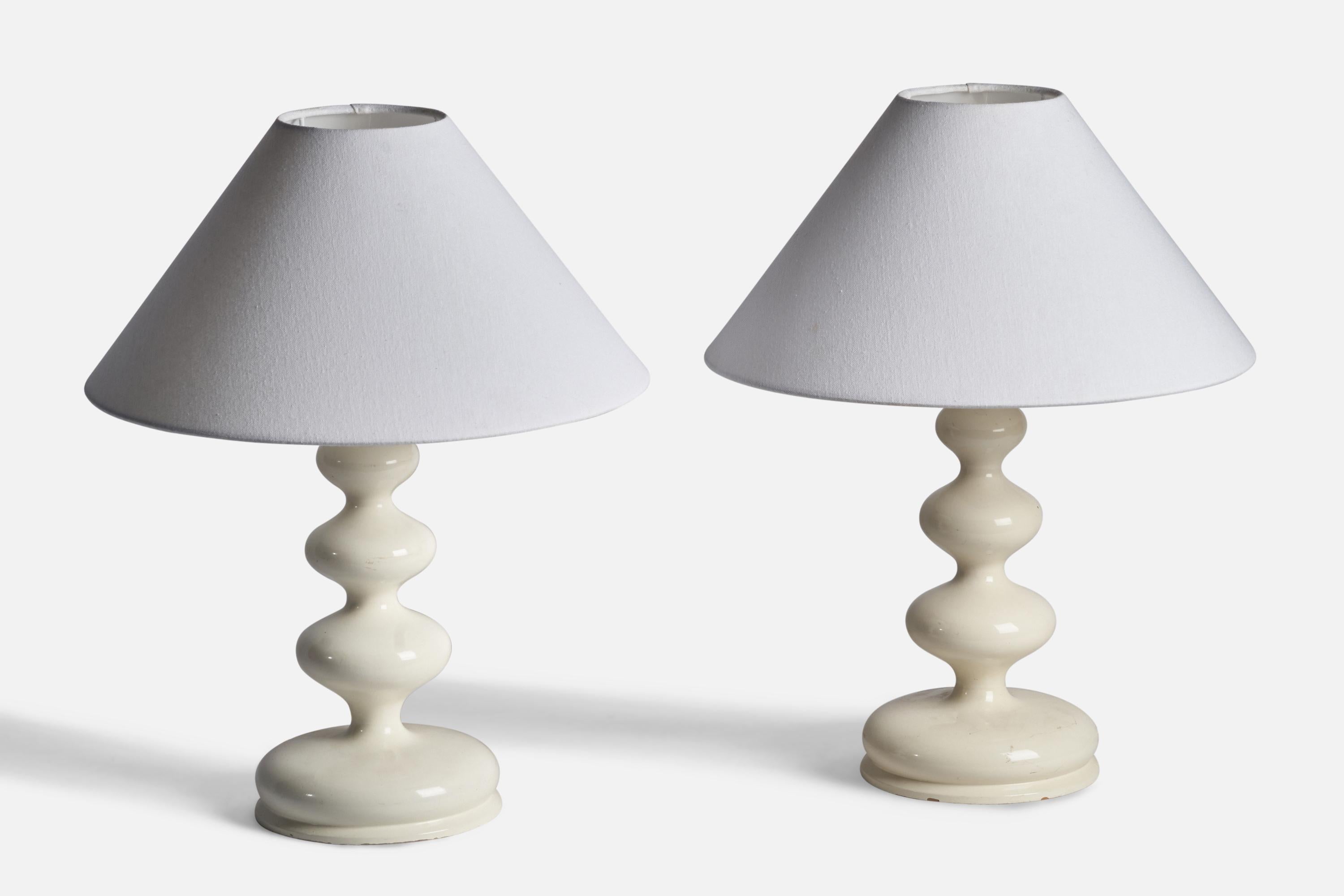 Mid-Century Modern Swedish Designer, Table Lamps, Wood, Sweden, 1960s For Sale
