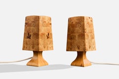 Designer suédois, lampes de bureau, bois, Suède, années 1970