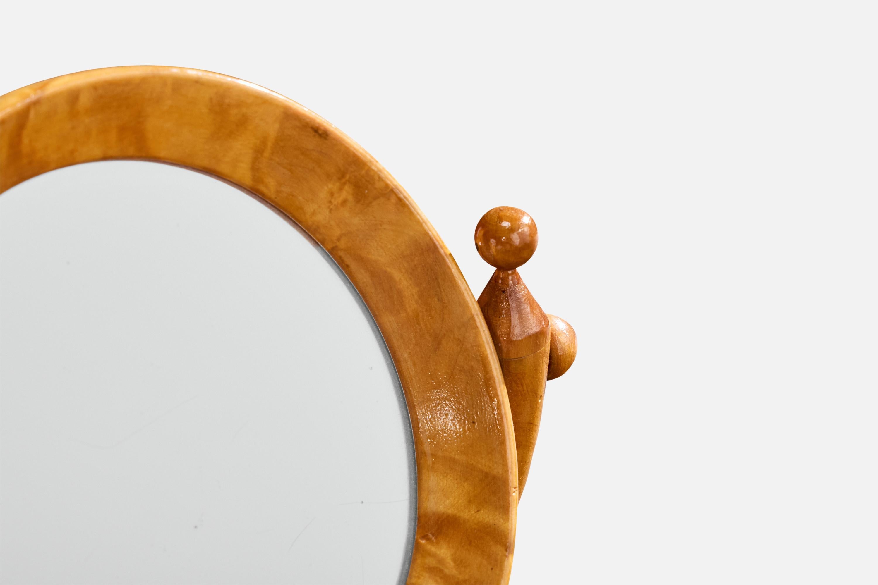 Designer suédois, miroir de table, bouleau, Suède, années 1950 en vente 4