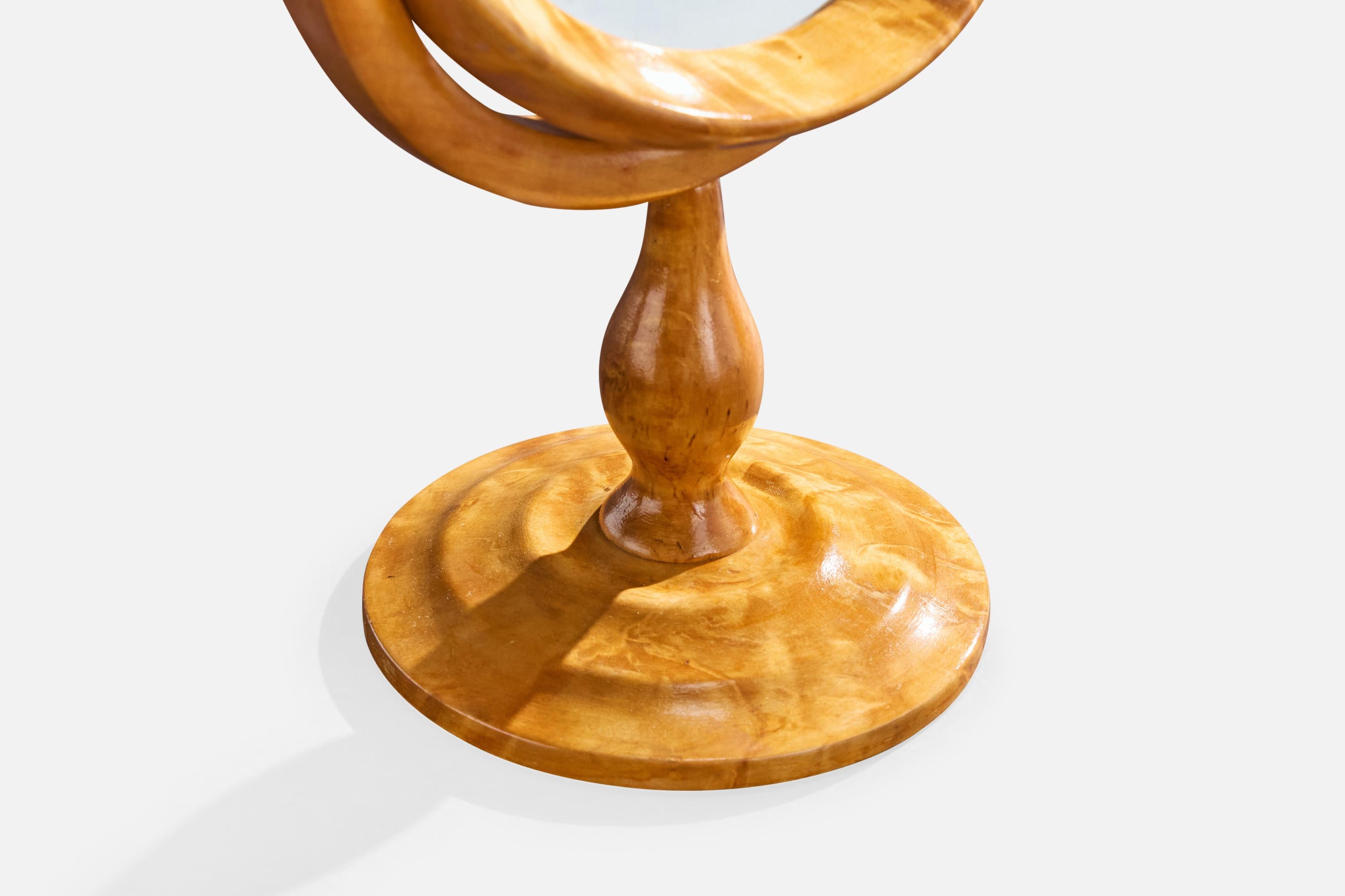 Designer suédois, miroir de table, bouleau, Suède, années 1950 en vente 6