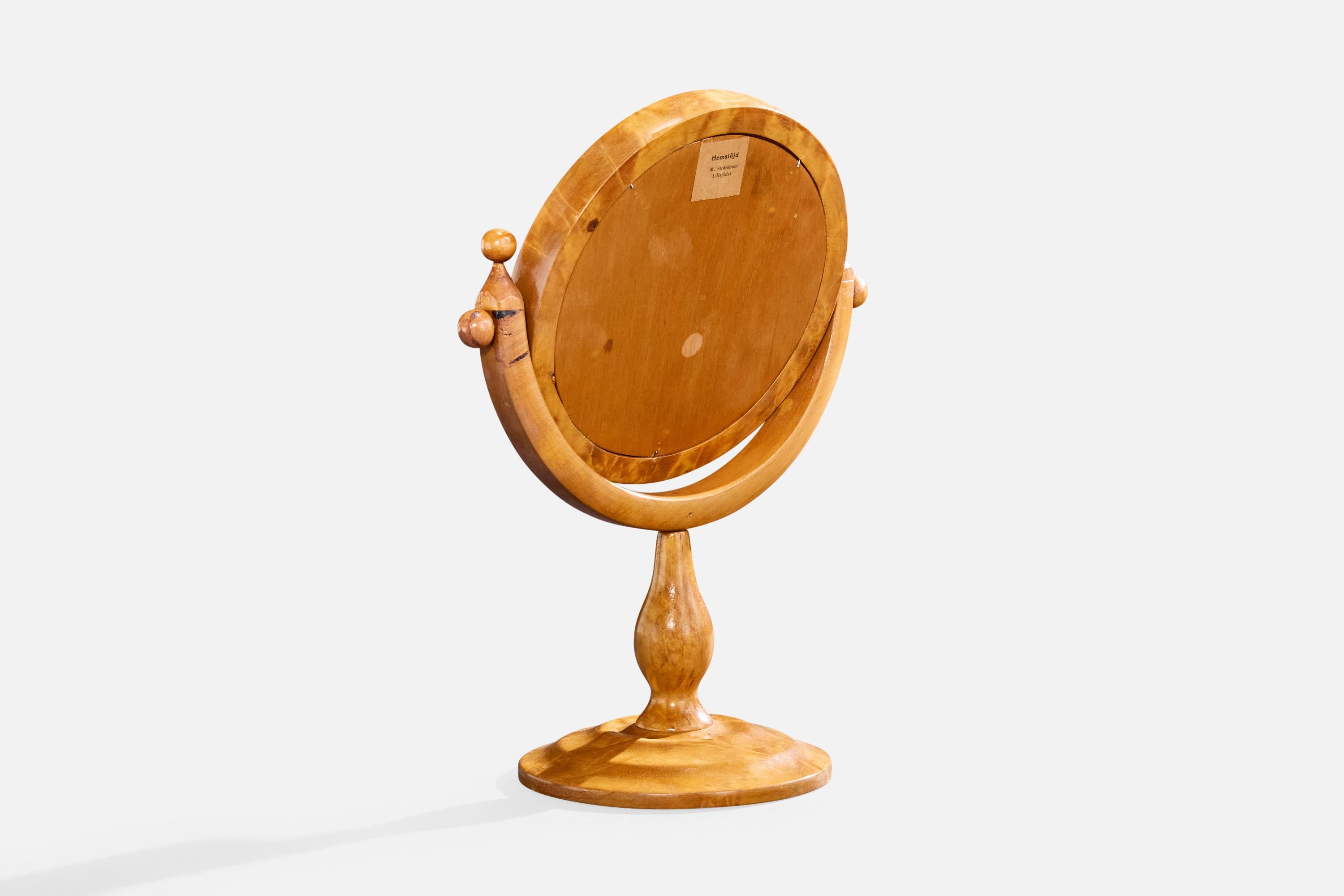 Bouleau Designer suédois, miroir de table, bouleau, Suède, années 1950 en vente
