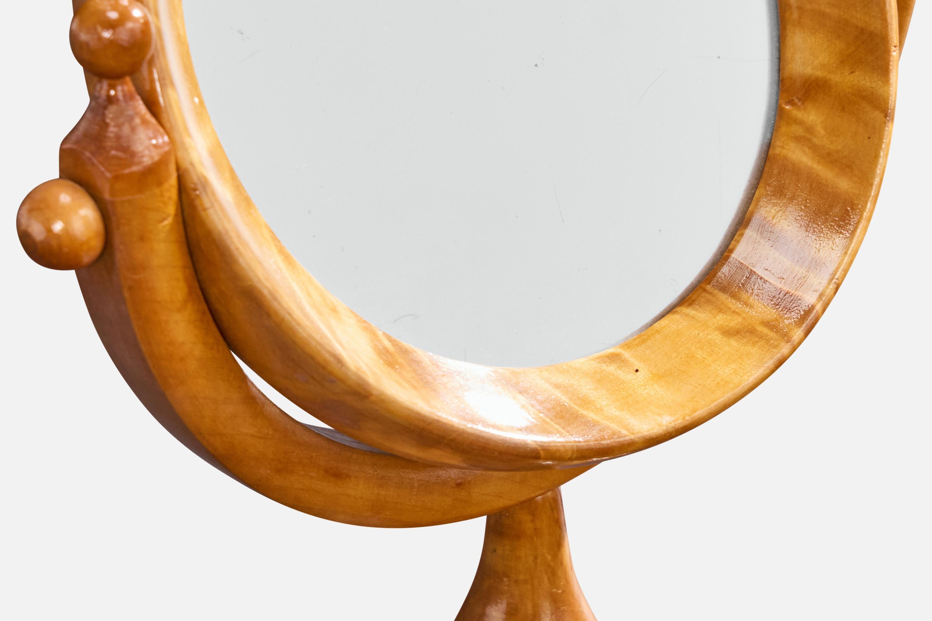 Designer suédois, miroir de table, bouleau, Suède, années 1950 en vente 3