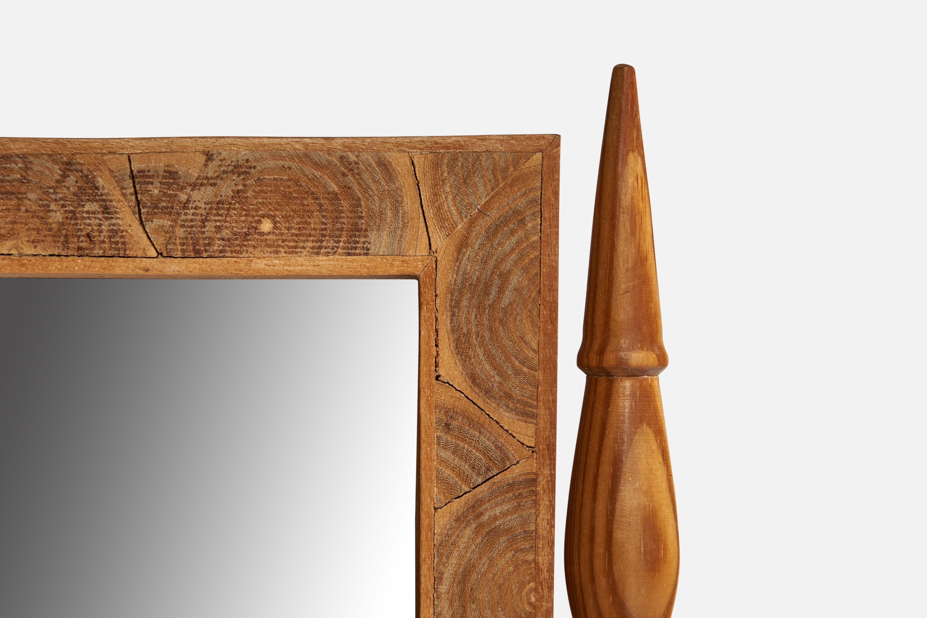 Swedish Designer, Table Mirror, Pine, Spalting, Sweden, 1960s For Sale 4