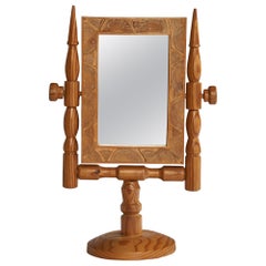 Swedish Designer, Table Mirror, Pine, Spalting, Sweden, 1960s