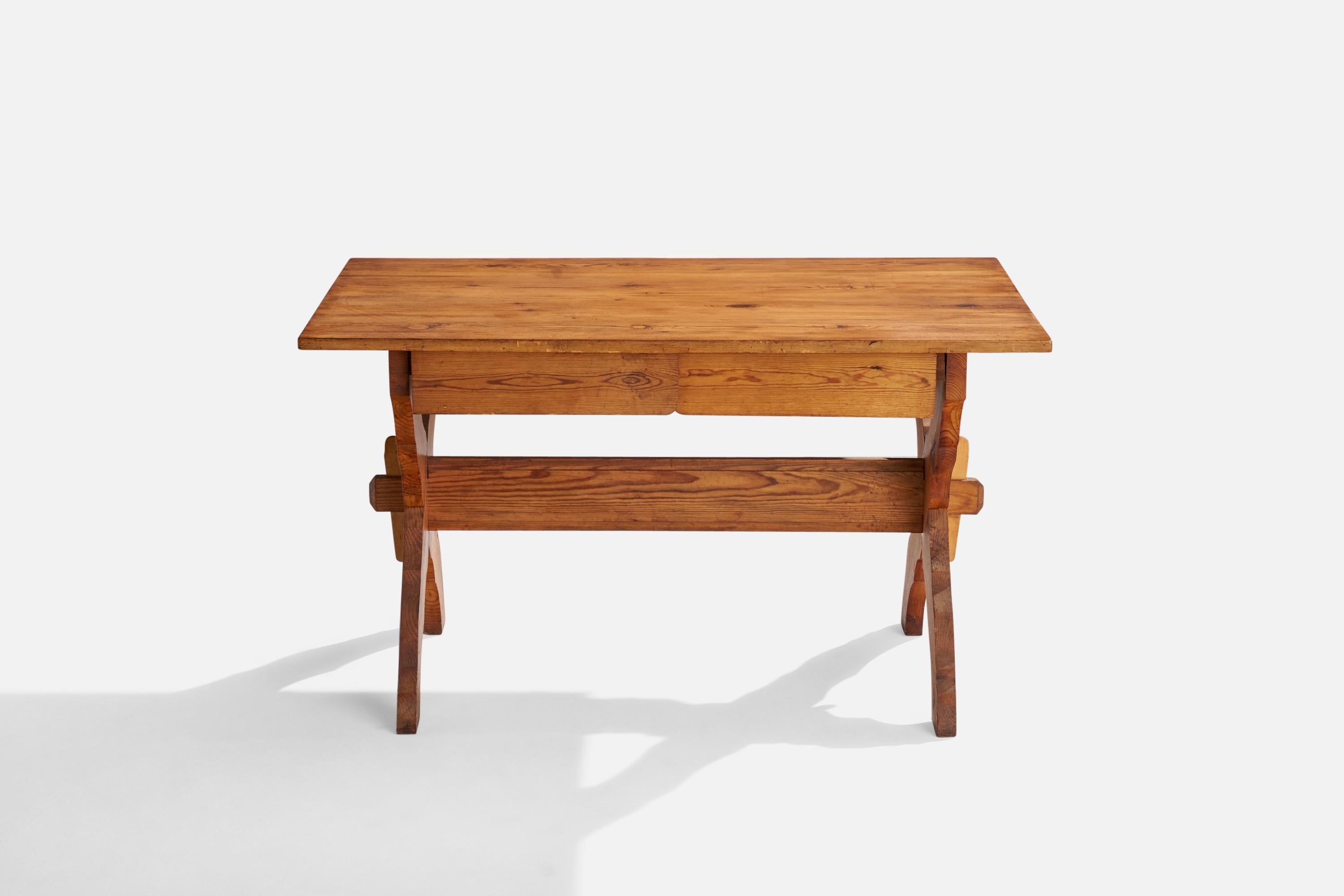 Swedish Designer, Table, Pine, Sweden, 1920s In Fair Condition For Sale In High Point, NC