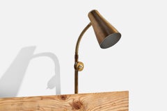 Swedish Designer, Task Light, Brass, Sweden, 1940s