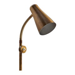Swedish Designer, Task Light, Brass, Sweden, 1940s