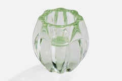 Swedish Designer, Tea Light Holder, Glass, Sweden, 1950s
