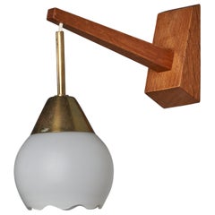 Designer suédois, teck, laiton, verre, Suède, années 1940