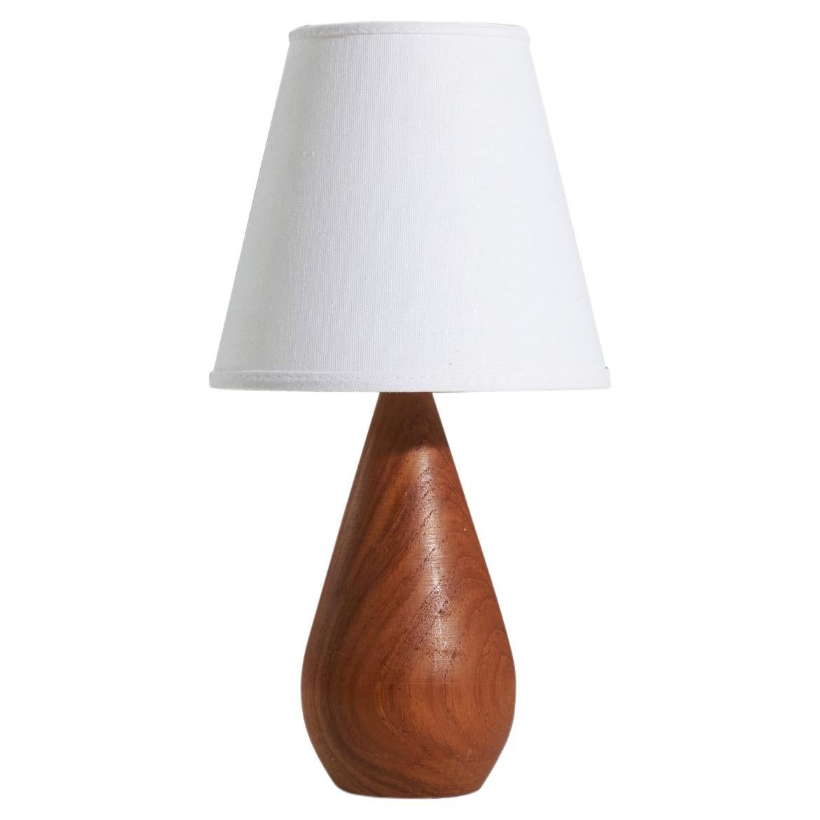 Schwedische Designerin, Tischlampe aus Teakholz, Schweden, 1960er Jahre