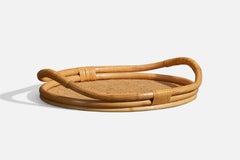Schwedischer Designer, Tablett, geformter Bambus, Rattan, Schweden, 1960er Jahre