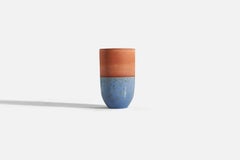 Swedish Designer, Vase, Blue and Orange Glazed Earthenware, Sweden, c. 1950s
