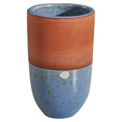 Swedish Designer, Vase, Blue and Orange Glazed Earthenware, Sweden, c. 1950s