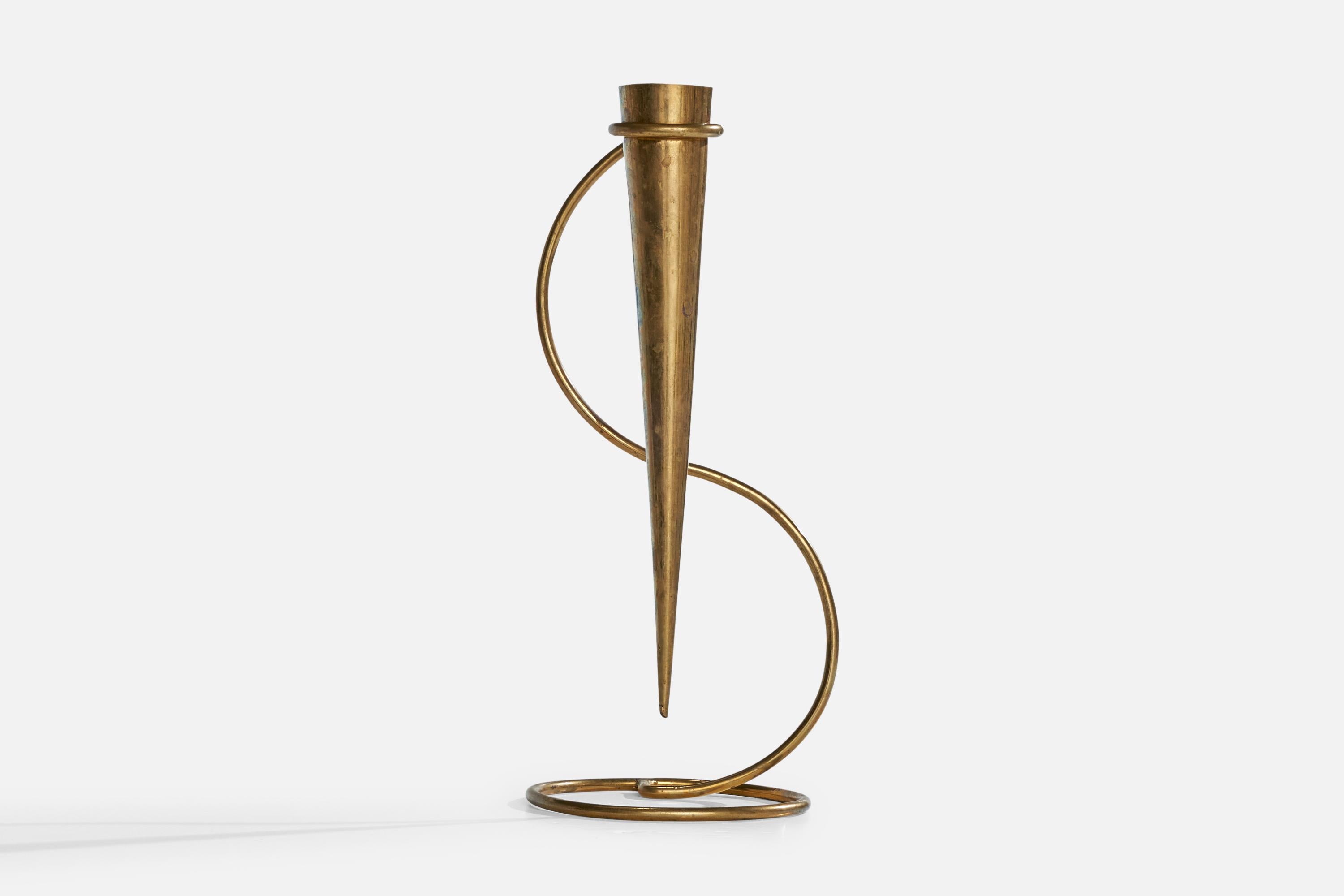 Suédois Designer suédois, vase, laiton, Suède, années 1940 en vente