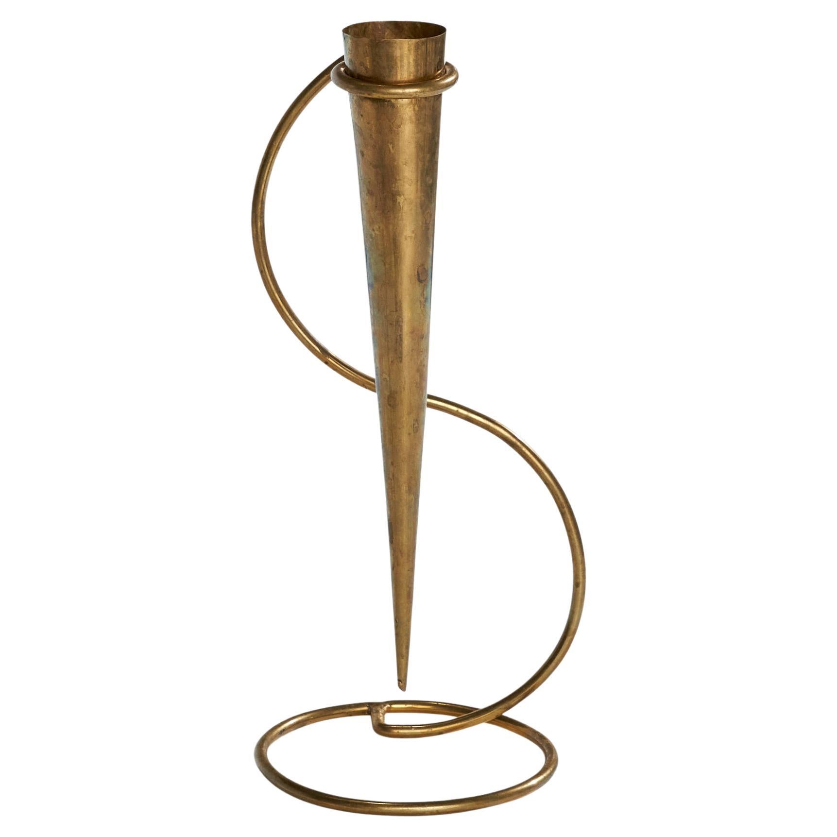 Swedish Designer, Vase, Brass, Sweden, 1940s