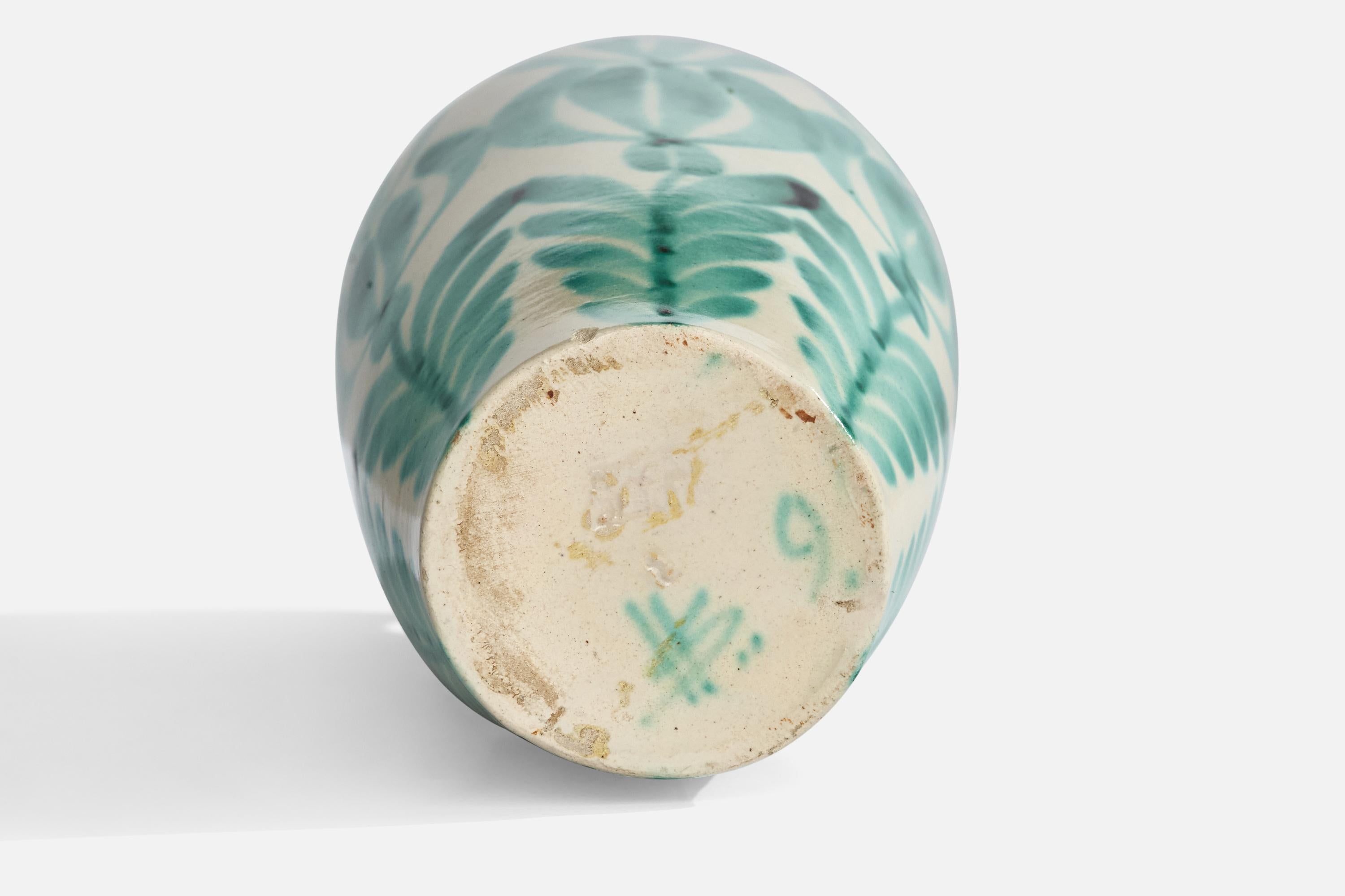 Swedish Designer, Vase, Ceramic, Sweden, 1940s For Sale 1