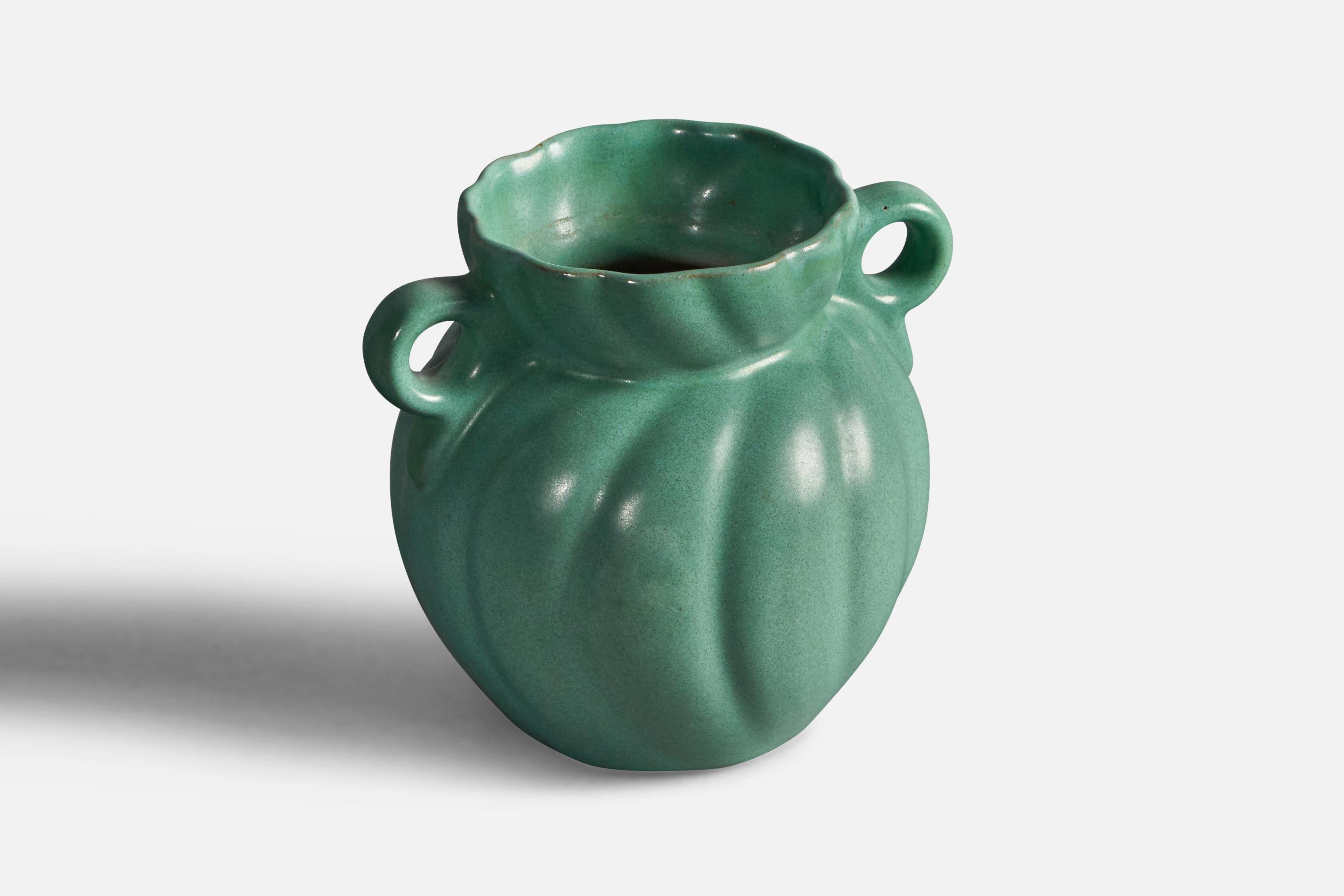 Art Nouveau Swedish Designer, Vase, Earthenware, Sweden, 1920s For Sale