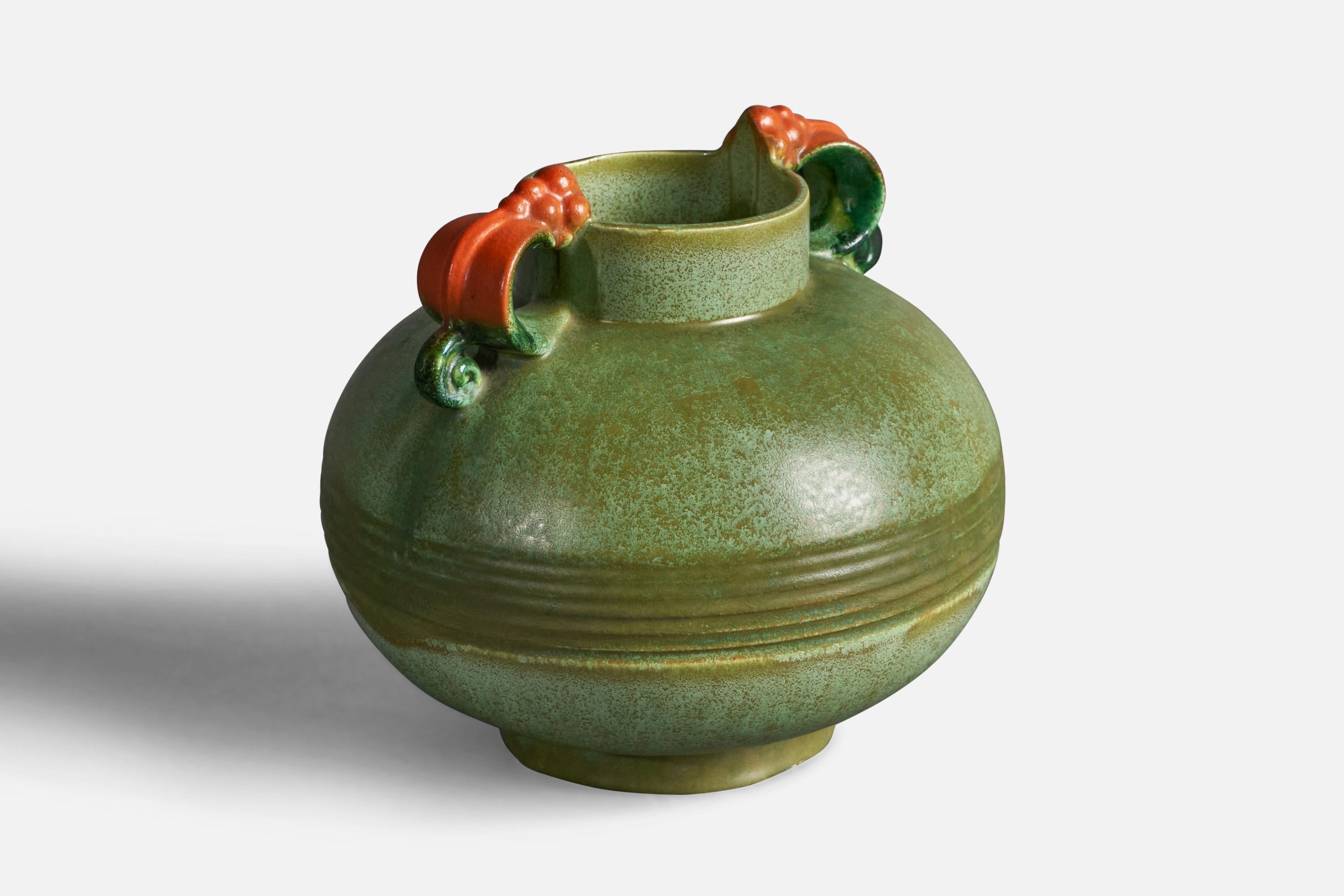 Scandinavian Modern Swedish Designer, Vase, Earthenware, Sweden, 1930s For Sale