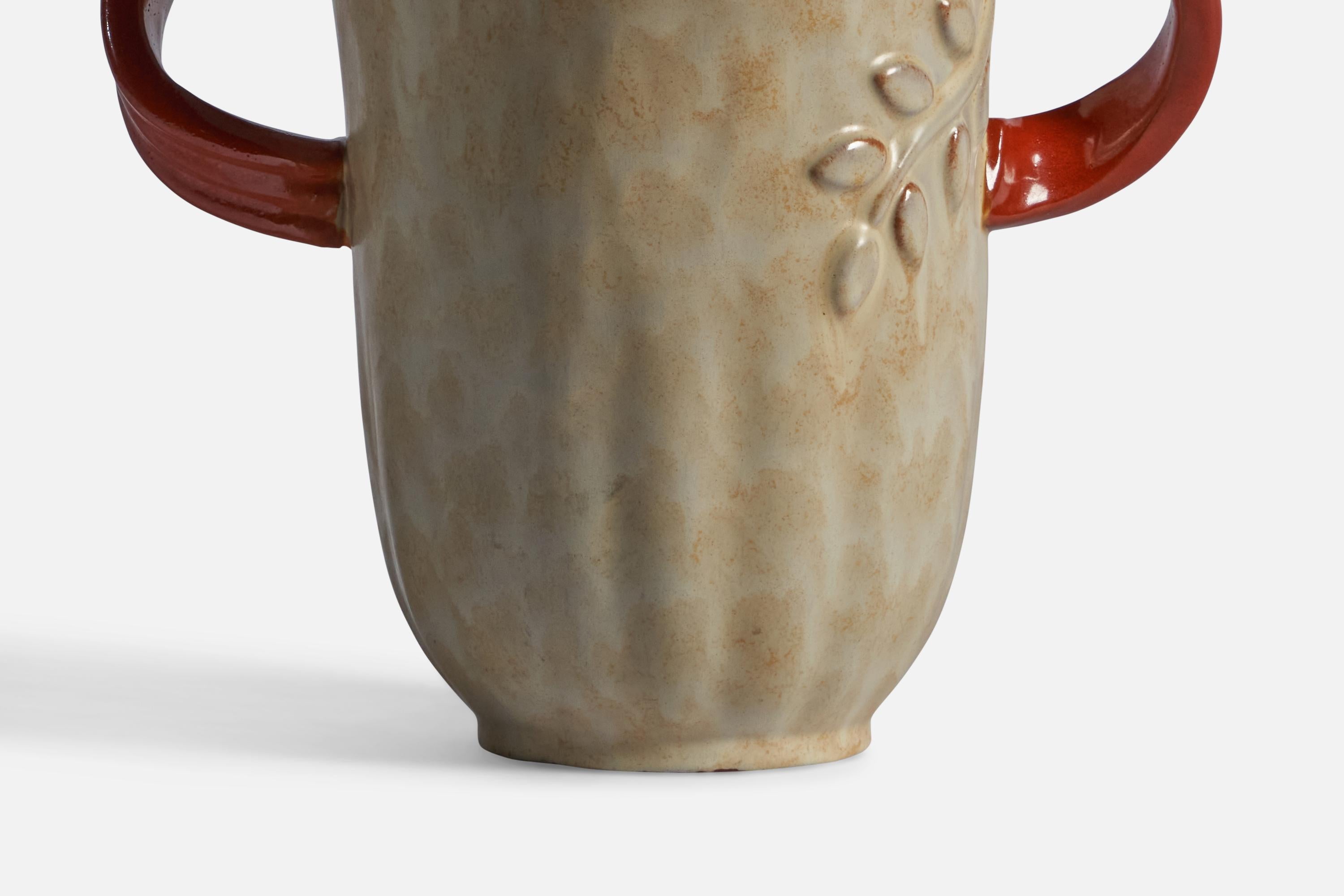Vase de designer suédois, faïence, Suède, années 1930 Bon état - En vente à High Point, NC