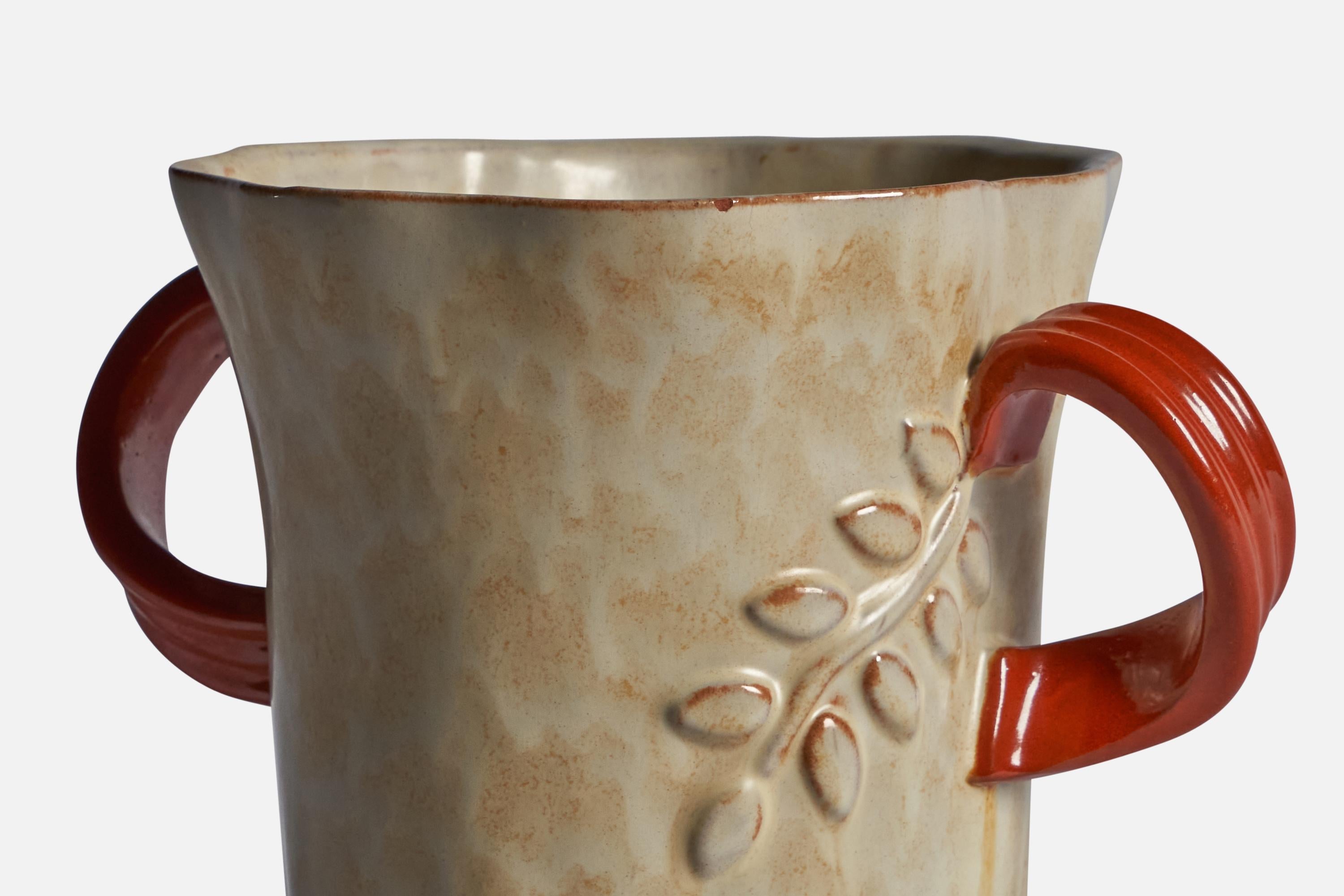 Milieu du XXe siècle Vase de designer suédois, faïence, Suède, années 1930 en vente